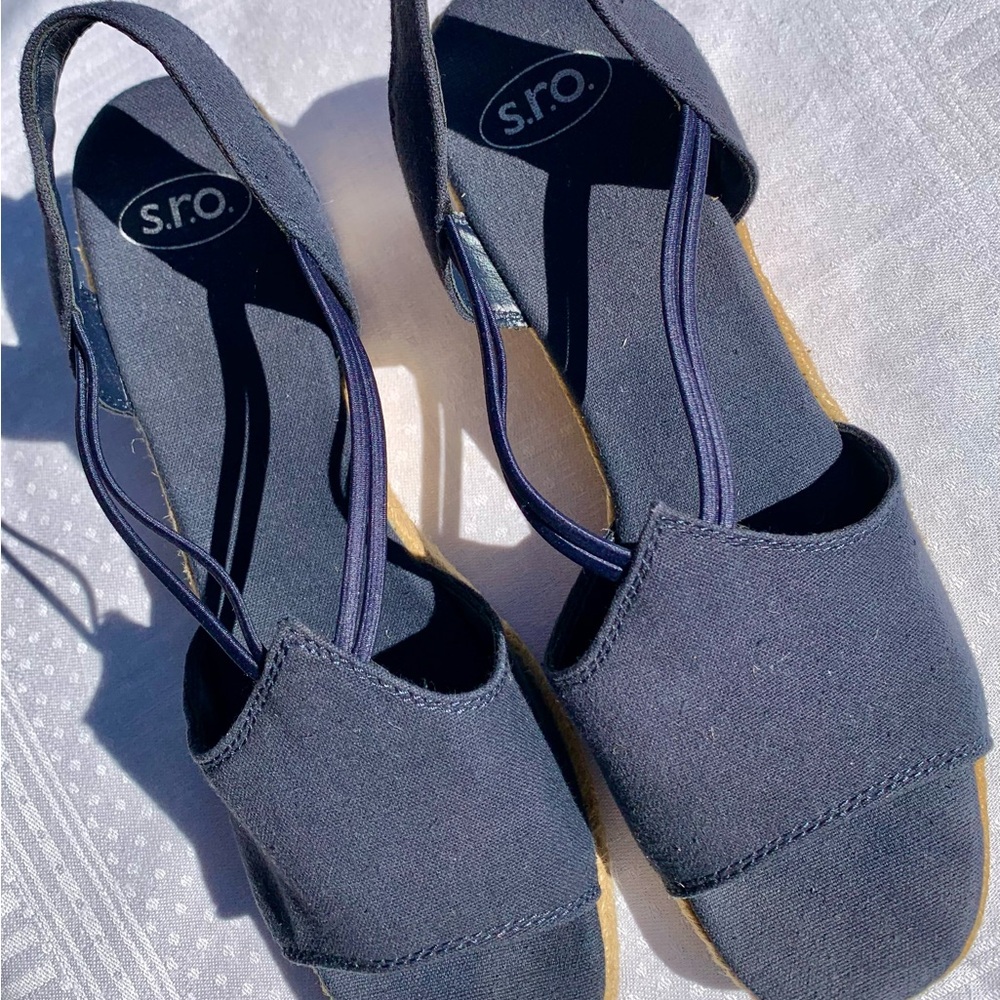s.r.o. Melange Vintage Women Navy Rope Corded 2.5 Wedge excellent condition 9.5M